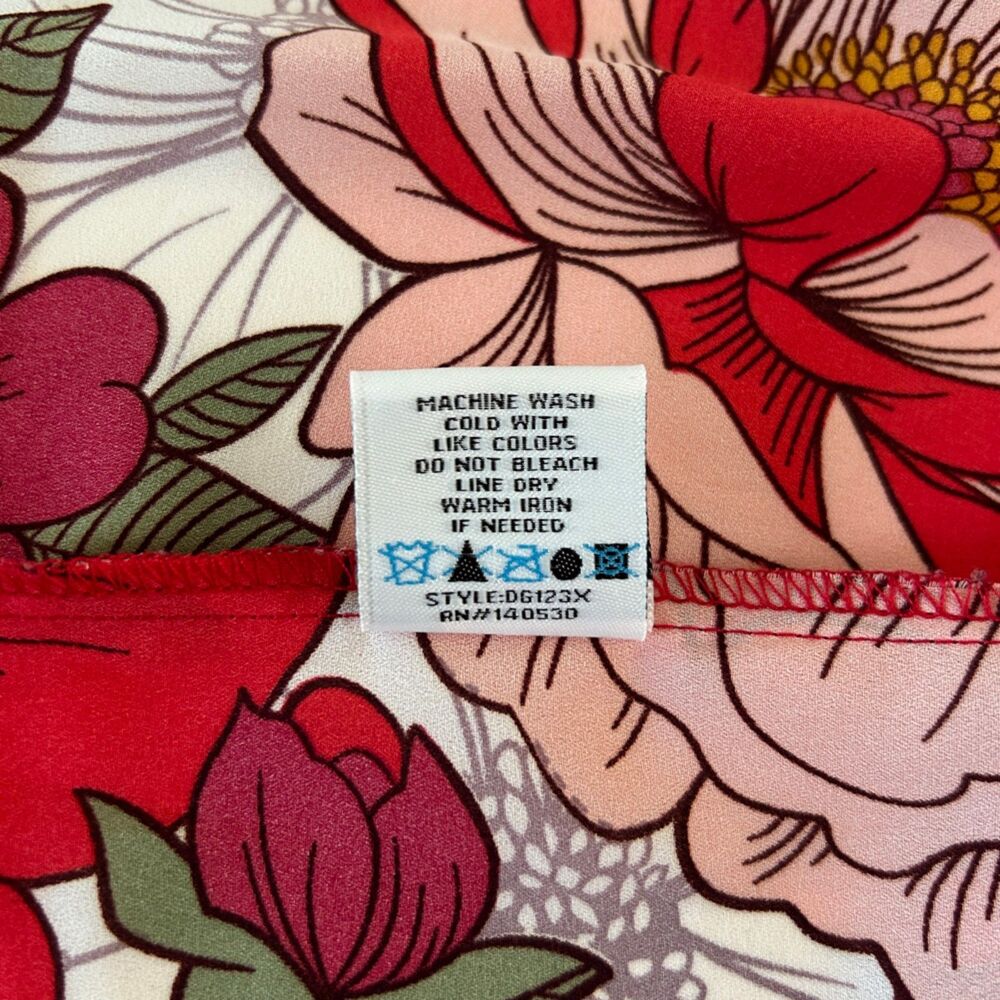 Go Coco Large-Scale Floral Print Maxi Dress (1X) Red Pink Green White Leg Slits - Picture 10 of 14